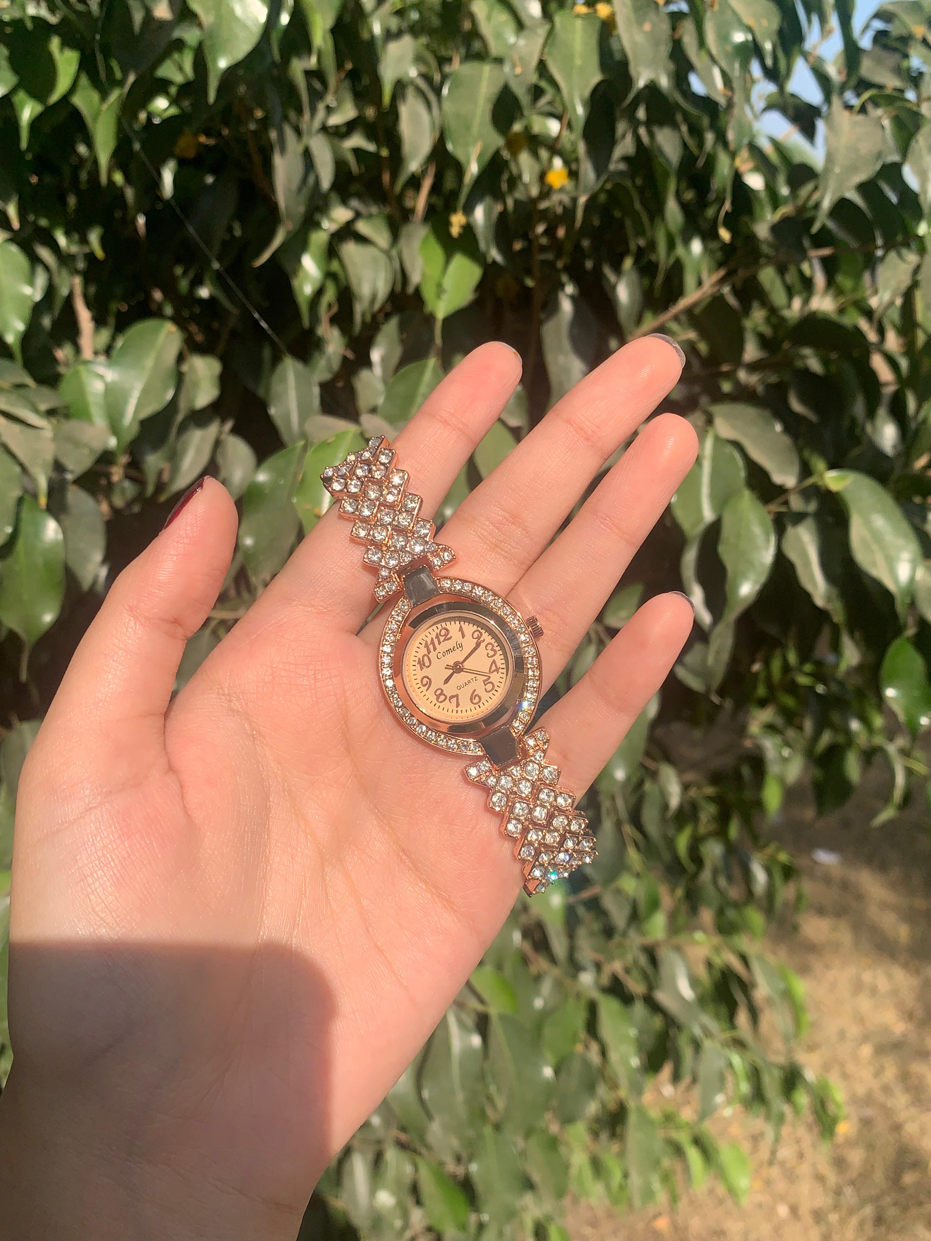 Golden Diamond Studded Watch