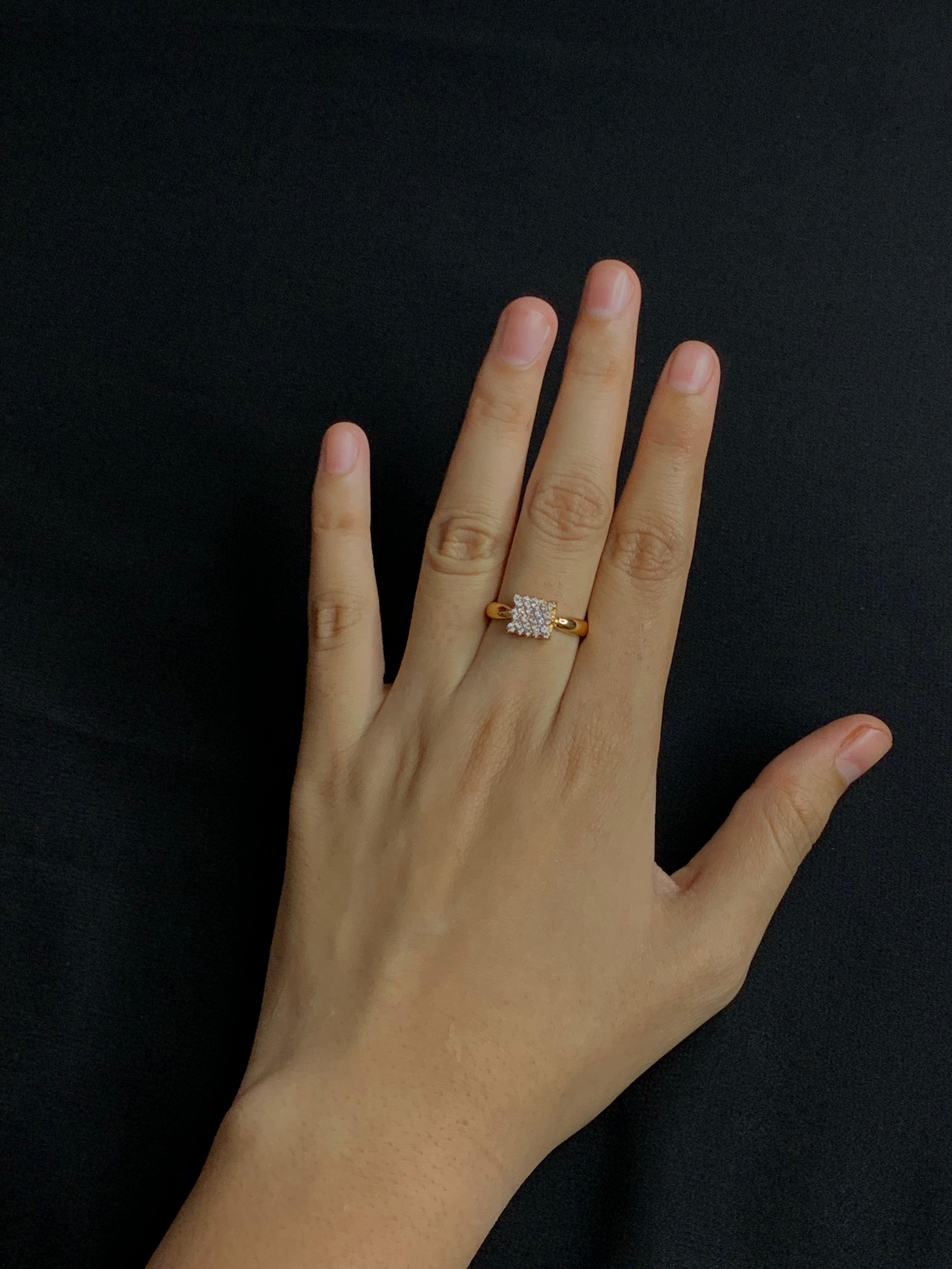 Pave Square Cluster ring