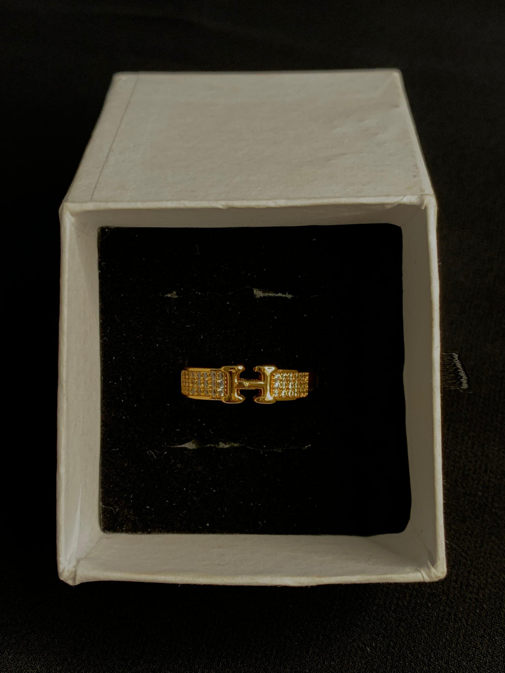 Gold toned H Initial Ring