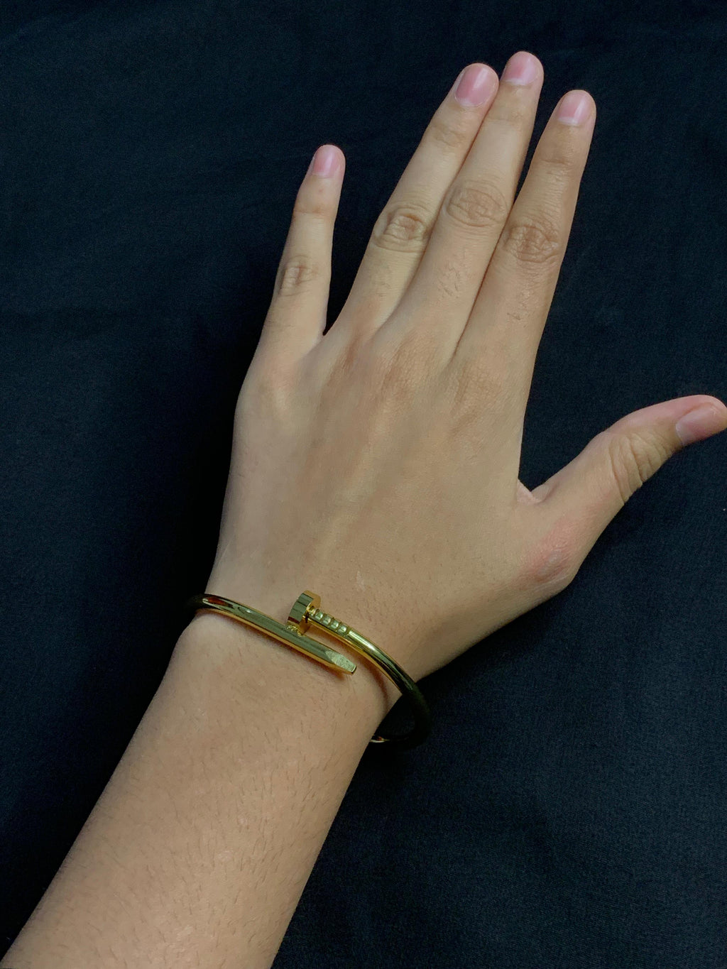 Gold-Tone Nail Clasp Bangle Bracelet