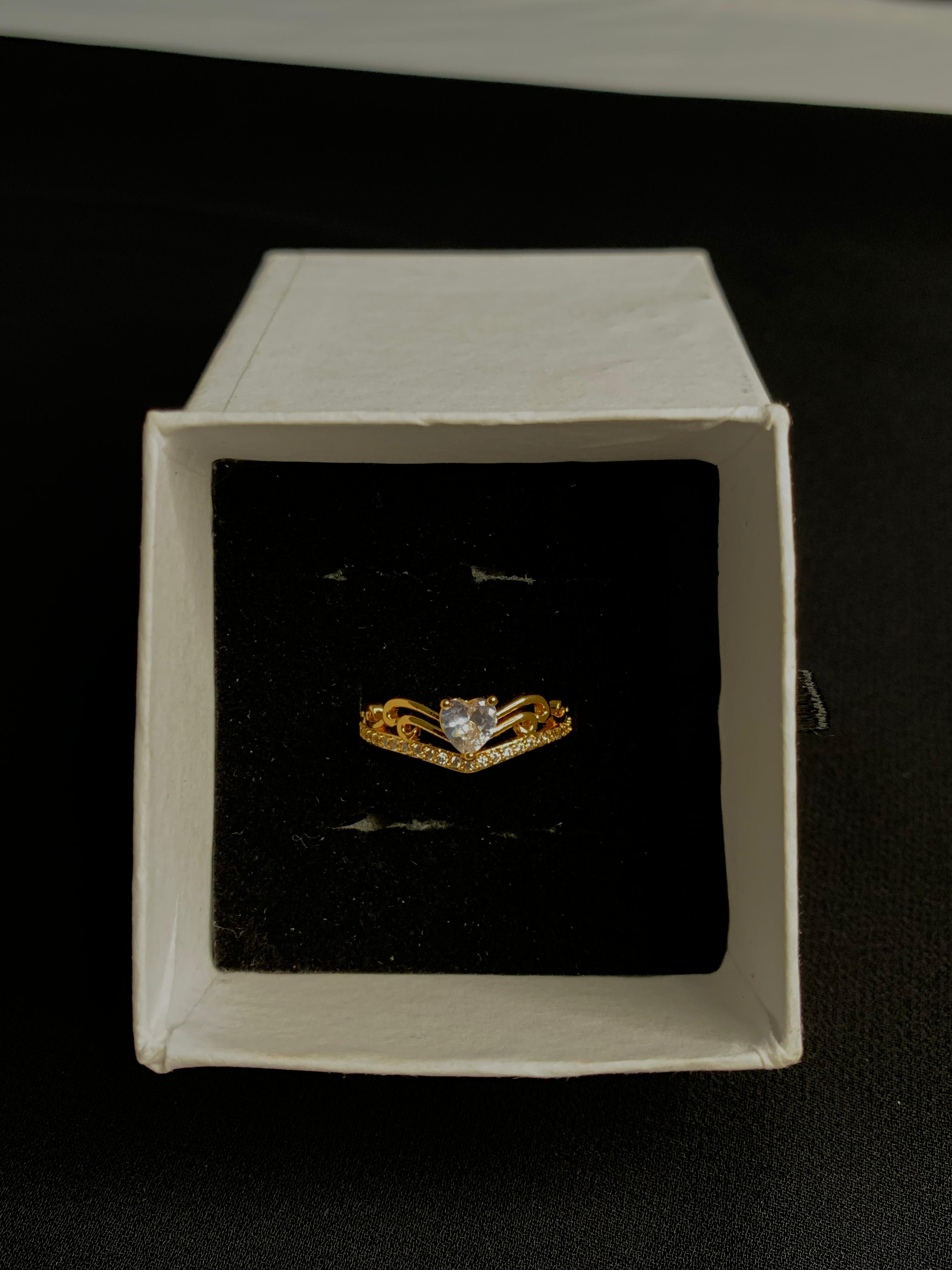 Elegant Heart Crown Ring