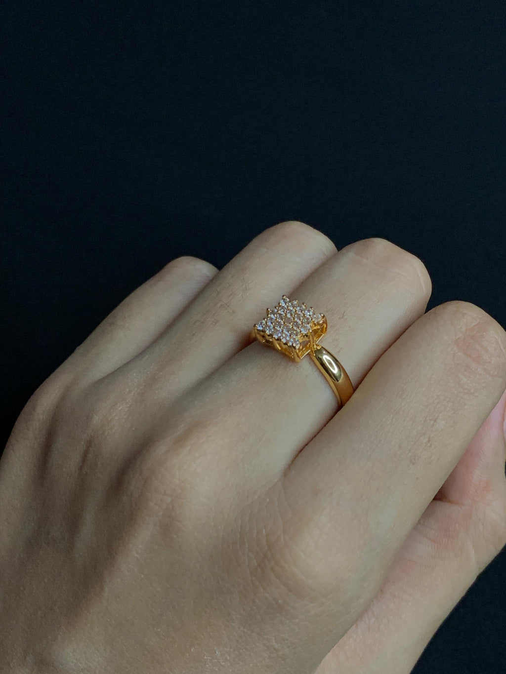 Pave Square Cluster ring