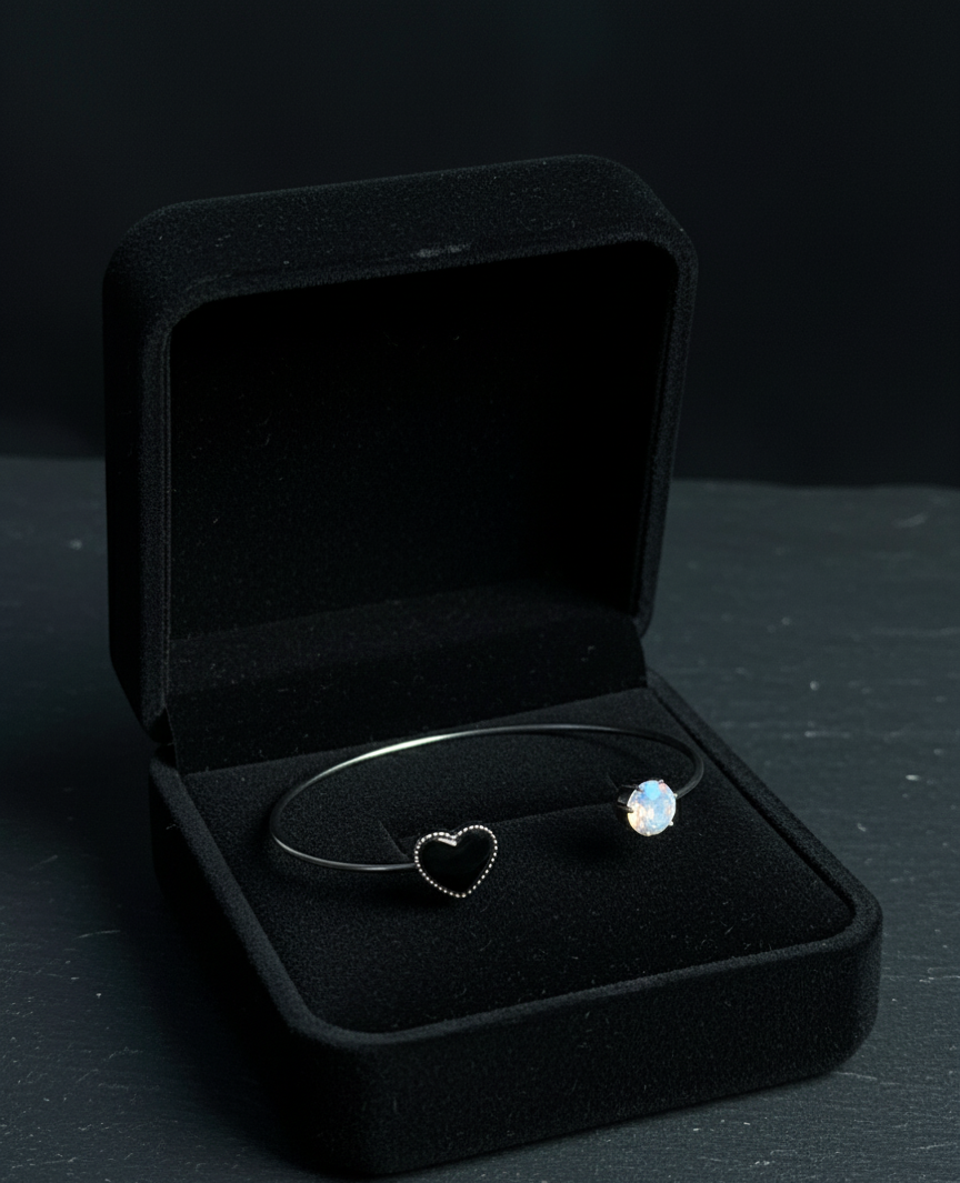 Sleek Modern Heart Cinch Cuff Bracelet