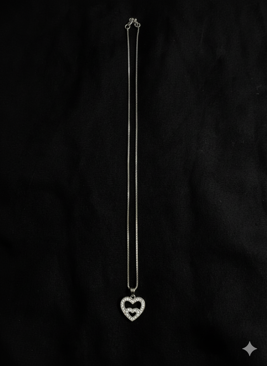 Sparkling Pave Crystal Double Heart Pendant Necklace