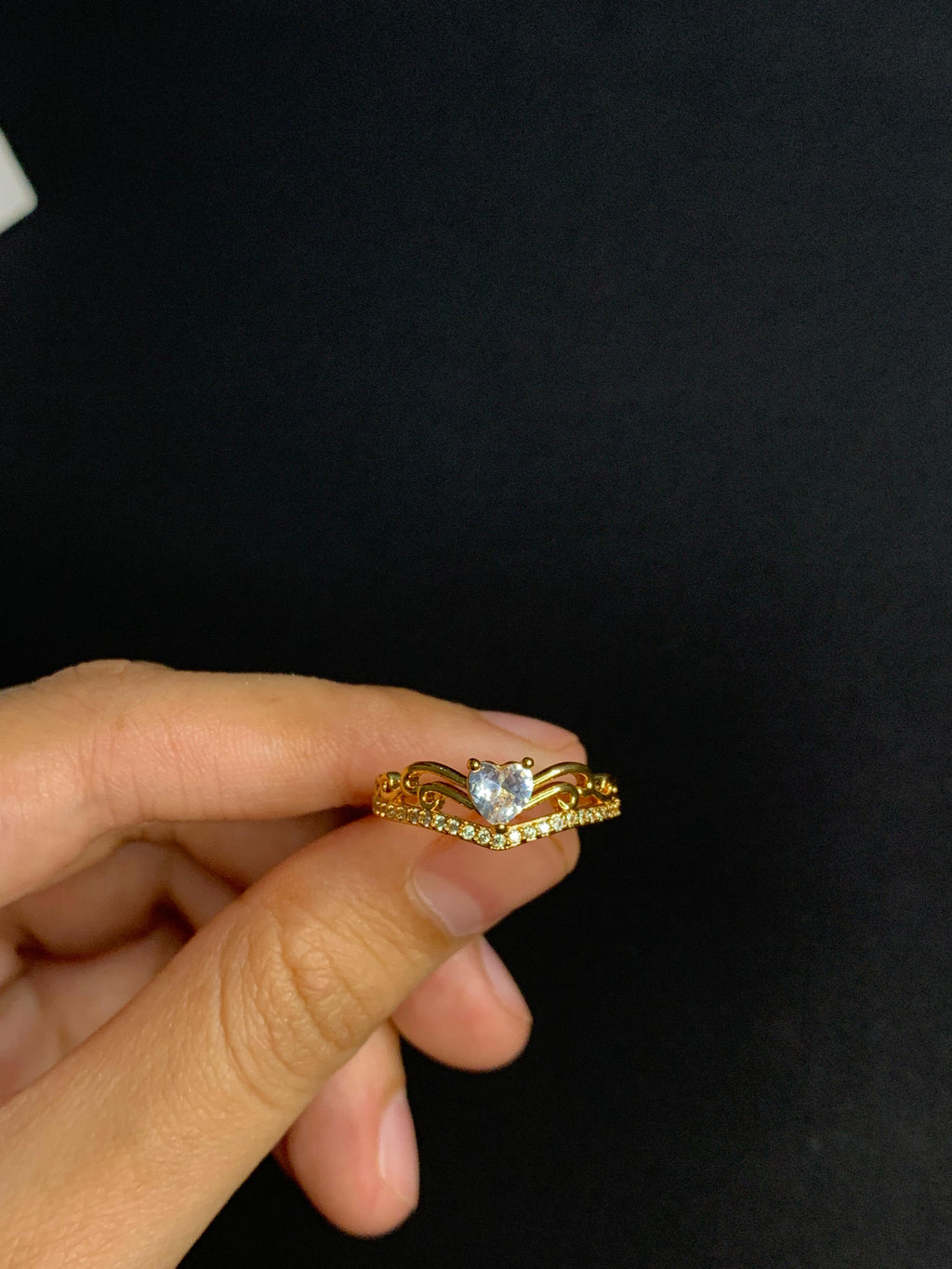 Elegant Heart Crown Ring