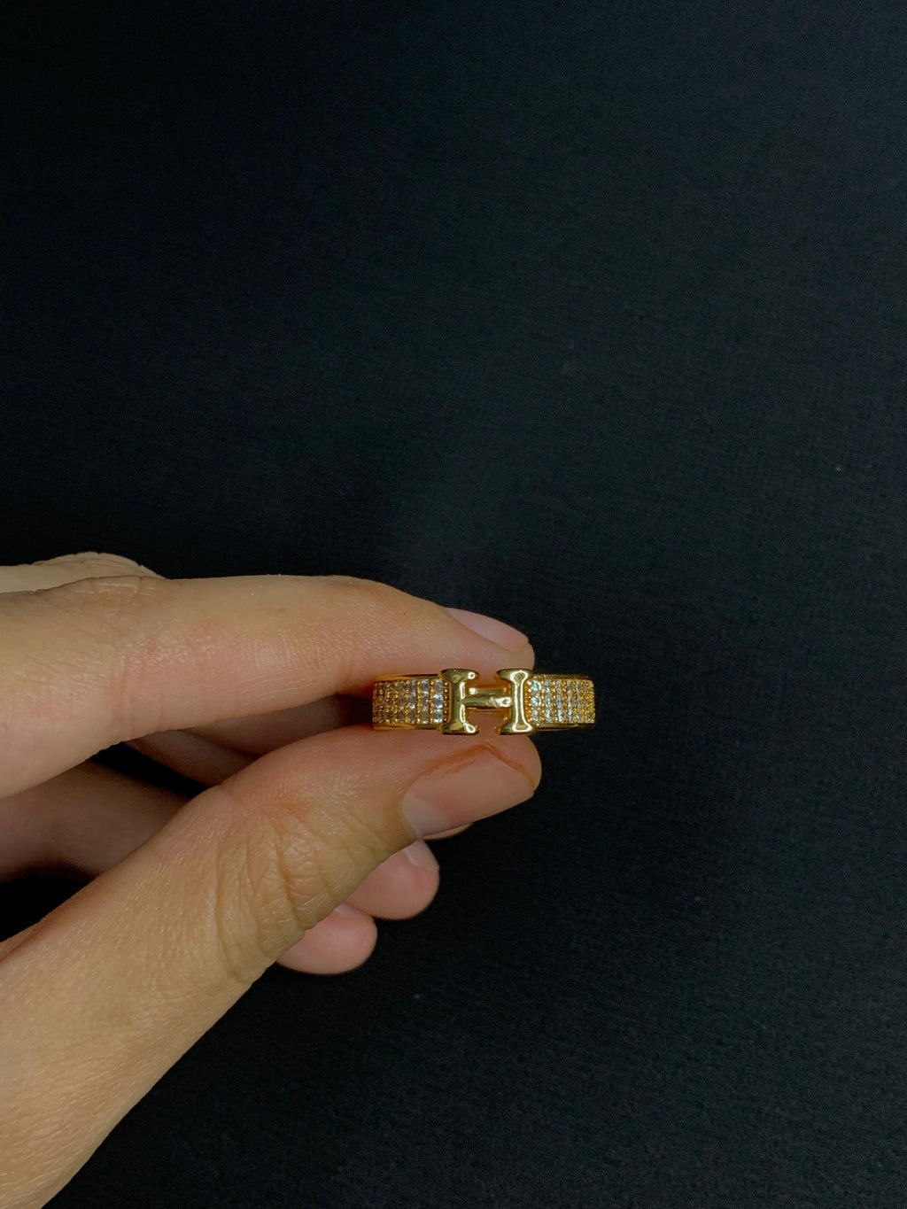 Gold toned H Initial Ring