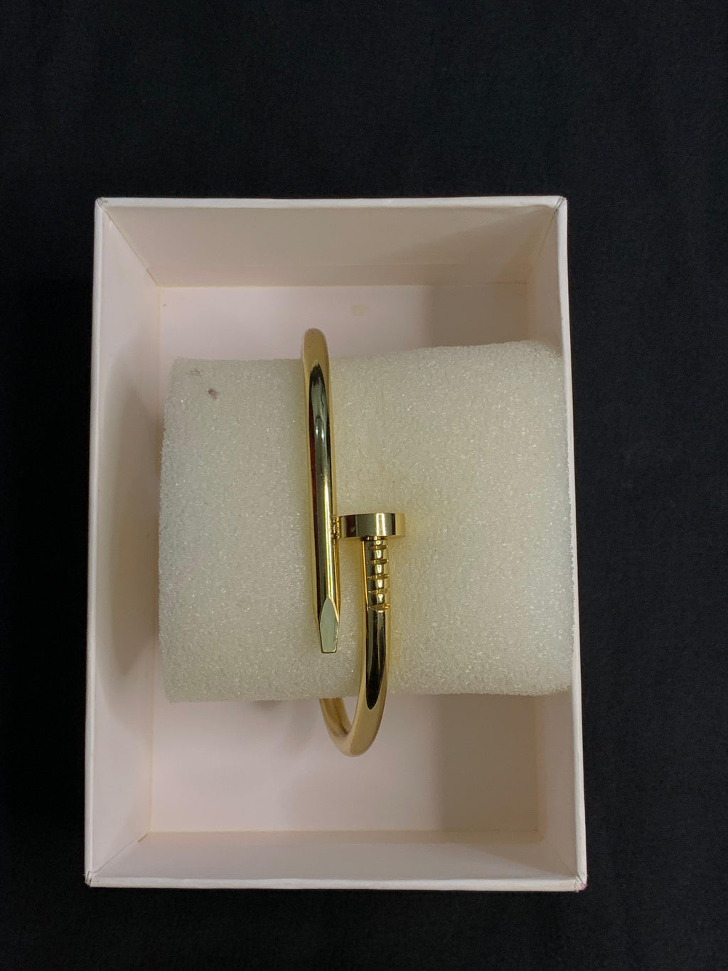 Gold-Tone Nail Clasp Bangle Bracelet