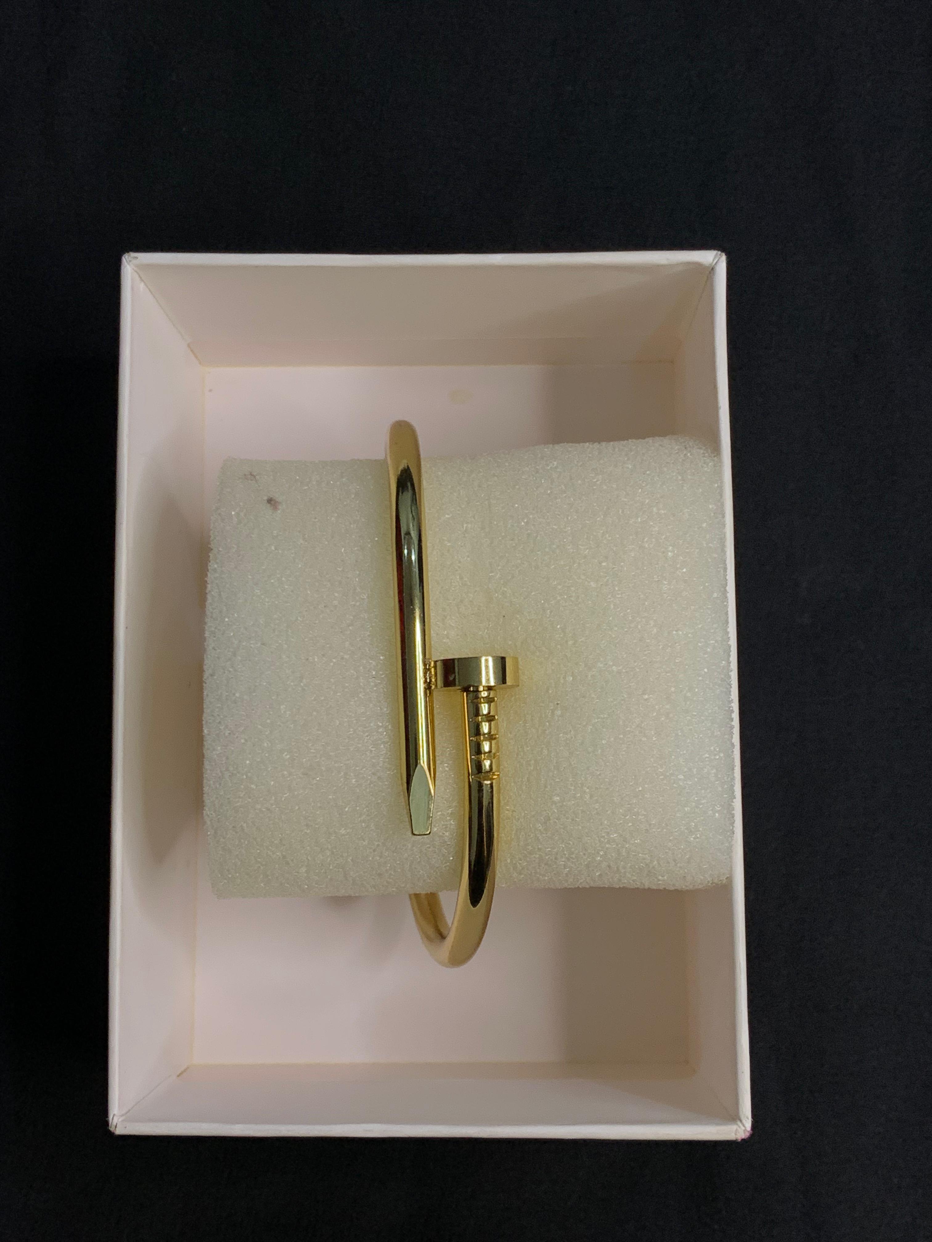 Gold-Tone Nail Clasp Bangle Bracelet